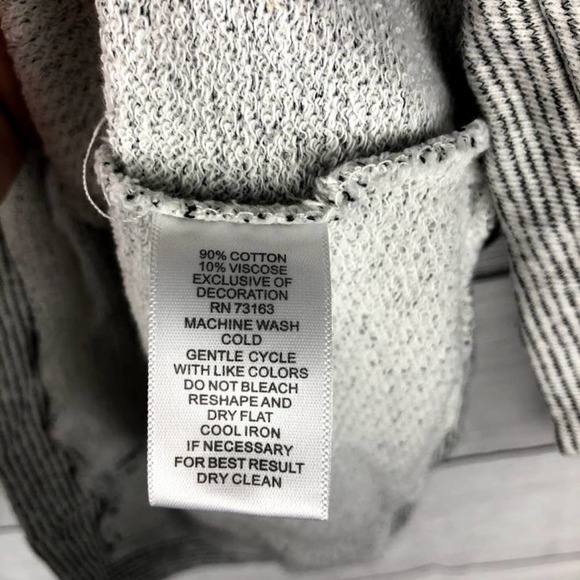 grey & gray | Striped Cropped Sweater Tie Knot Hem S - Picture 3 of 5